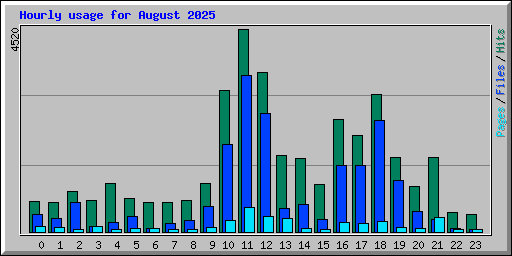 Hourly usage for August 2025